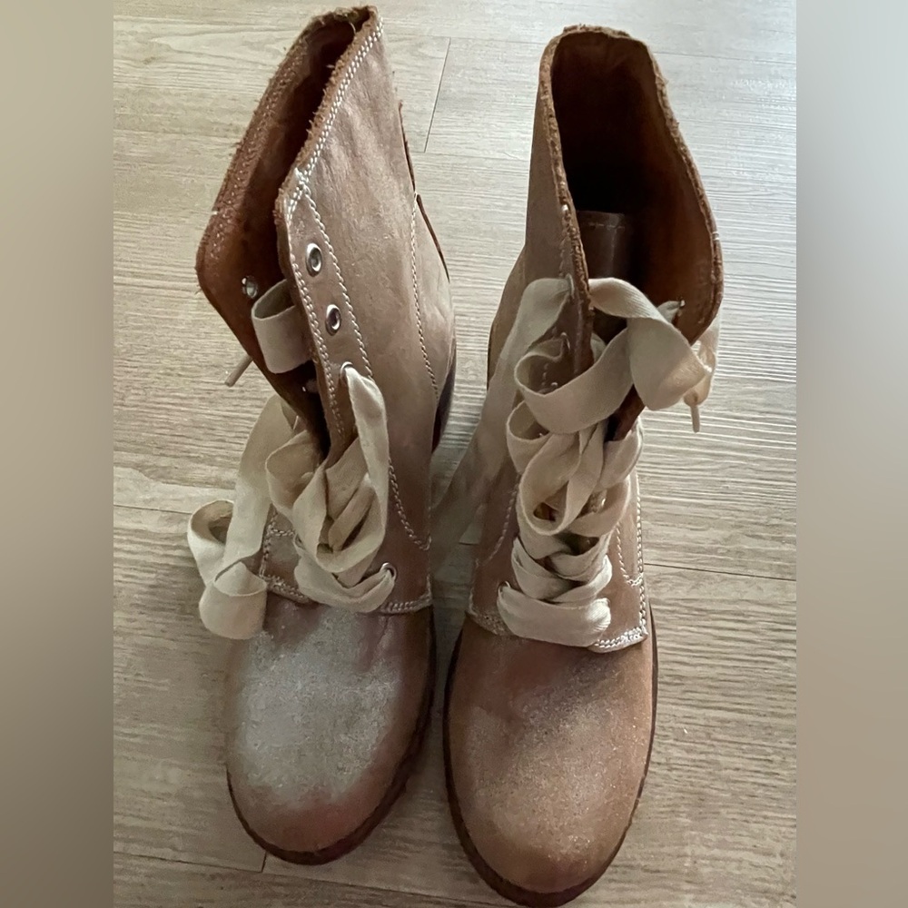 Frye Sabrina 6G Glitter Motorcycle Combat Ankle Boots SIZE 9M